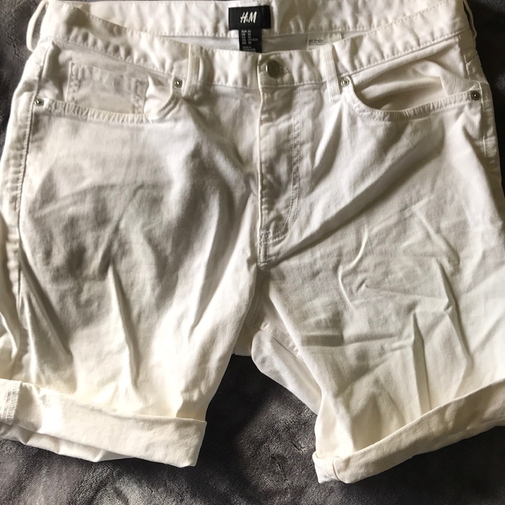 White Slim Fit Shorts
